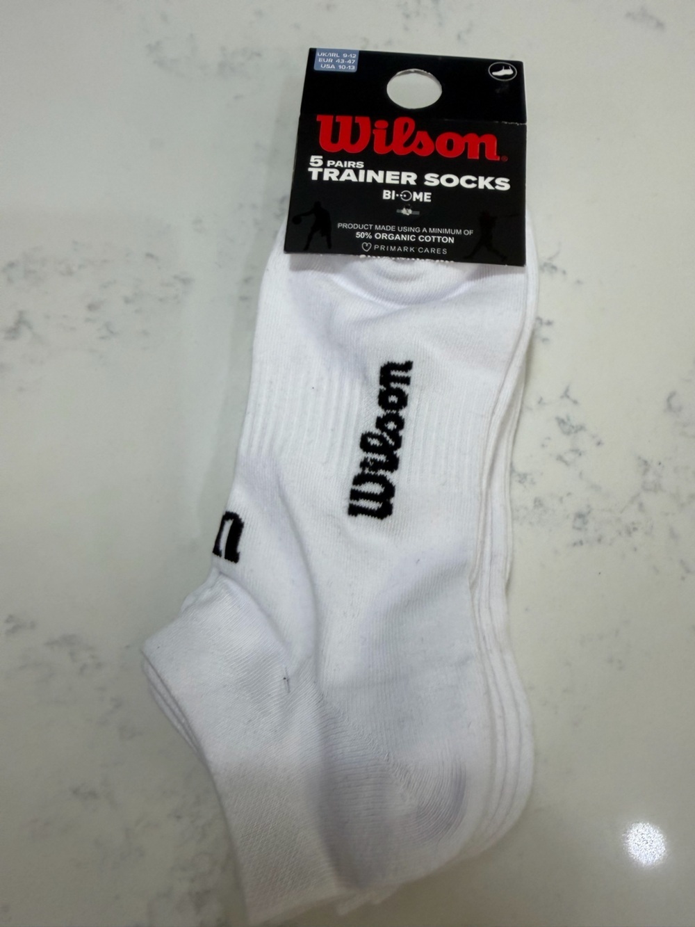Wilson White Athletic Trainer Socks with Black Logo - 5 Pack